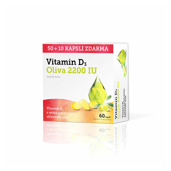 GLENMARK Vitamín D3 Oliva 2200 IU 50+10 kapsúl