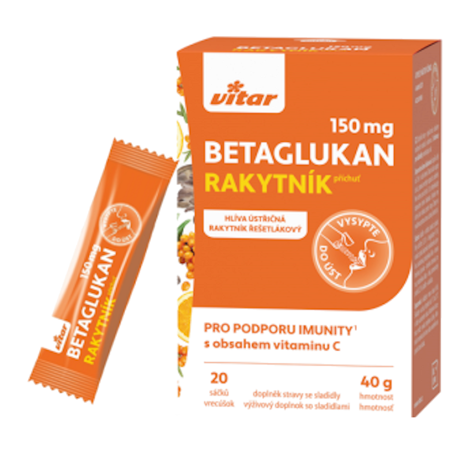 Vitar Betaglukán 150 mg prášok vo vrecúškach rakytník 20 vreciek kúpite na Mojalekaren.sk