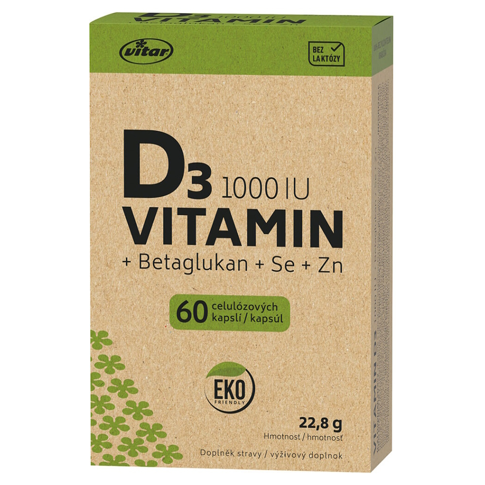 Vitar Vitamin D3 1000IU kapsuly na podporu imunitného systému 60 cps