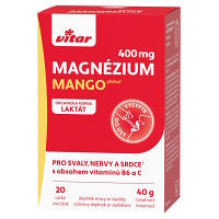 VITAR Magnézium 400 mg + vitamín B6 + vitamín C s príchuťou mango 20 sáčkov