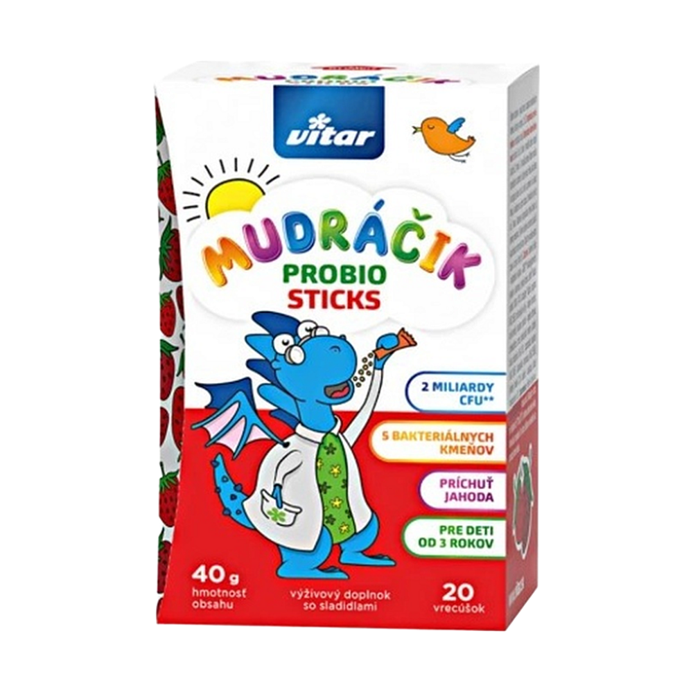 VITAR MUDRÁČIK Probio sticks prášok príchuť jahoda 20 kusov