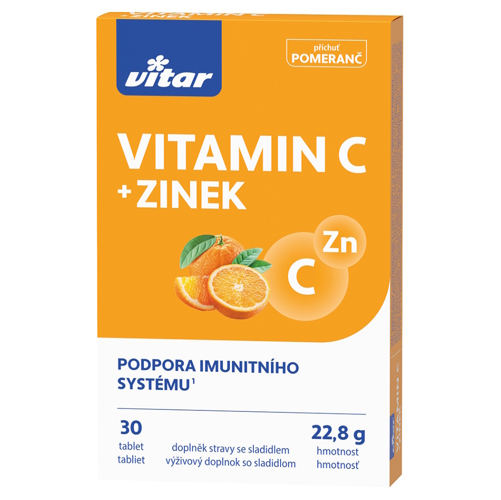 VITAR Vitamín C + zinok s príchuťou pomaranča 30 tabliet kúpite na Mojalekaren.sk