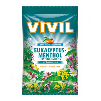 VIVIL Eukalyptus a mentol + 20 druhov bylín drops bez cukru 120 g