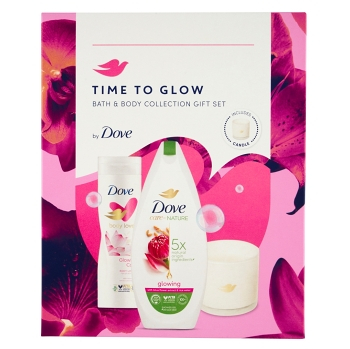 DOVE Glowing Darčekové balenie so sviečkou (Kozmetické balíčky)