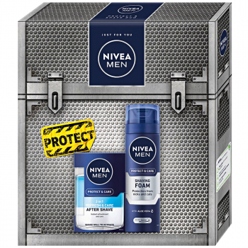 NIVEA Men Protect&Shave Pena na holenie 200 ml + voda po holení 100 ml Darčekové balenie