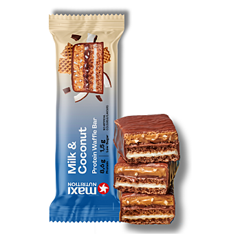 MAXI NUTRITION Waffle Protein bar Mlieko a kokos 40 g (Proteínové tyčinky) - Proteinové