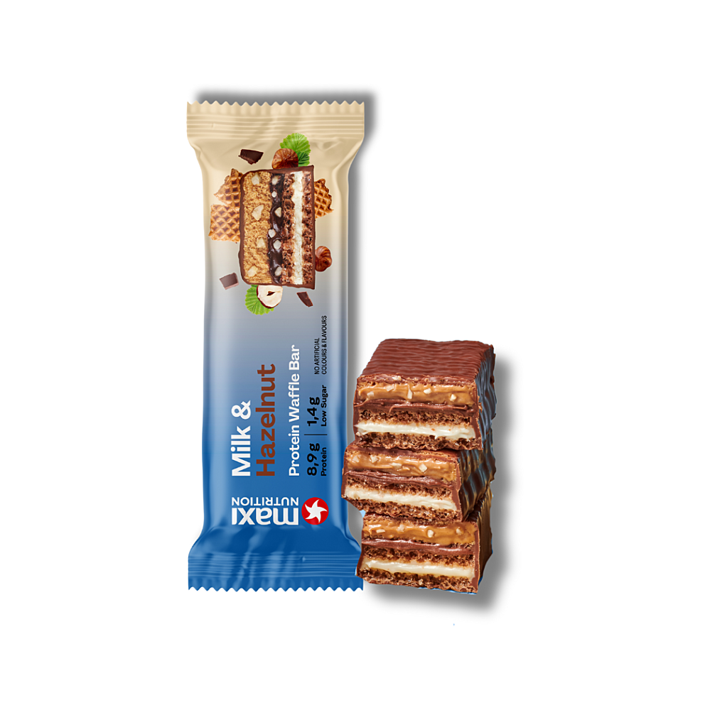 E-shop MAXI NUTRITION Waffle Protein bar Mlieko a lieskové oriešky 40 g
