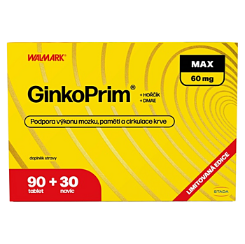 WALMARK GinkoPrim MAX 60 mg 90 + 30 tabliet NAVYŠE (Doplnky stravy na pamäť) - Viaczložkové