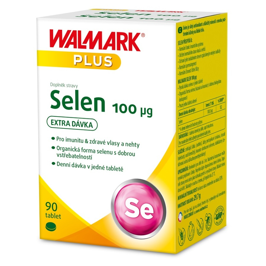 Walmark Selen 100 μg tablety pre správne fungovanie organizmu a normálny stav vlasov a nechtov 90 tbl