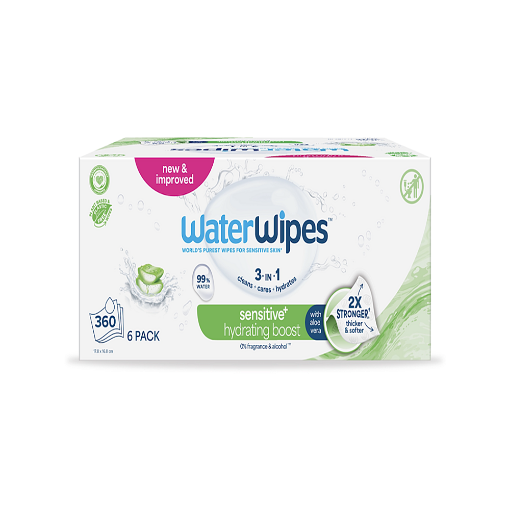 WATERWIPES Obrúsky vlhčené Hydrating clean bez obsahu plastov 6x60 ks