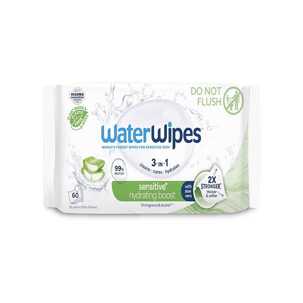 WATERWIPES Obrúsky vlhčené hydrating clean bez obsahu plastov 60 kusov