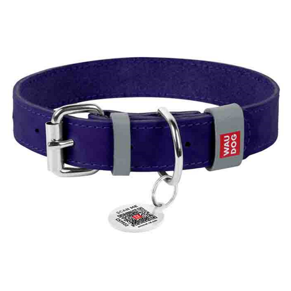 E-shop WAUDOG Classic Kožený obojok pre psov fialový 1 kus, Veľkosť: XS