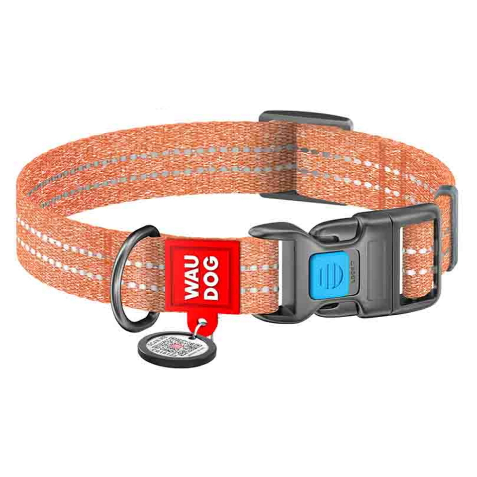 E-shop WAUDOG Re-cotton Bavlnený obojok pre psov oranžový 1 kus, Veľkosť: M
