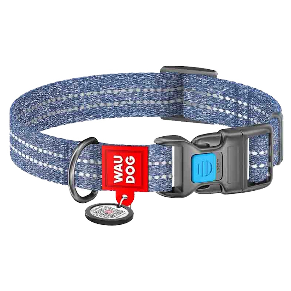 E-shop WAUDOG Re-cotton Bavlnený obojok pre psov tm.modrý 1 kus, Veľkosť: S