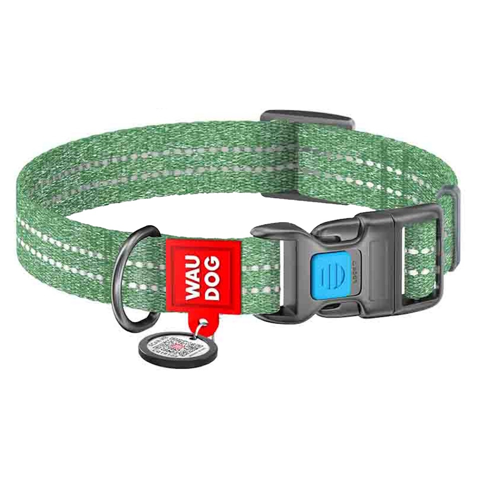 E-shop WAUDOG Re-cotton Bavlnený obojok pre psov tm.zelený 1 kus, Veľkosť: L