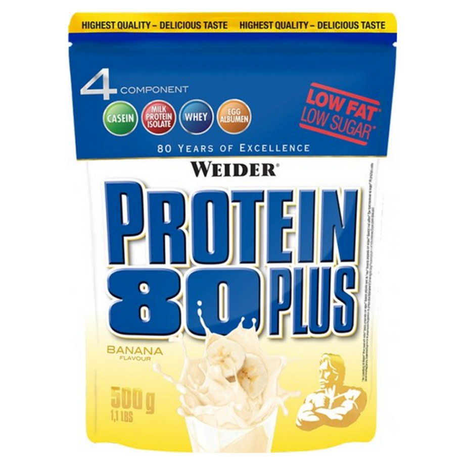 Protein 80 Plus, viaczložkový proteín, Weider, 500 g - Banán