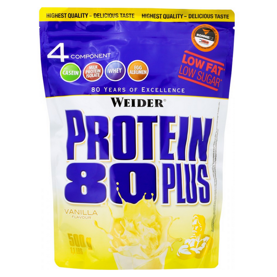 Protein 80 Plus, viaczložkový proteín, Weider, 500 g - Vanilka