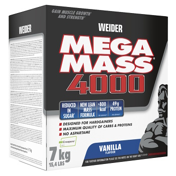 WEIDER Mega Mass 4000 Vanilka 7000 g (Sacharidy, gainery)
