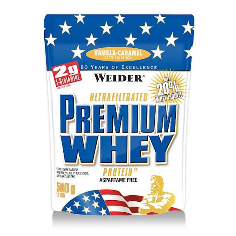 WEIDER Premium whey srvátkový proteín príchuť vanilka a karamel 500 g