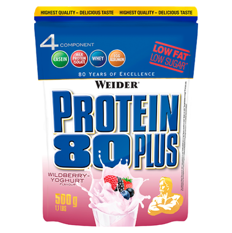 Protein 80 Plus, viaczložkový proteín, Weider, 500 g - Lesné plody