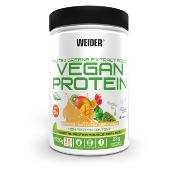 WEIDER Vegan proteín príchuť mango a matcha tea 750 g (Viaczložkové proteíny) - Instantné