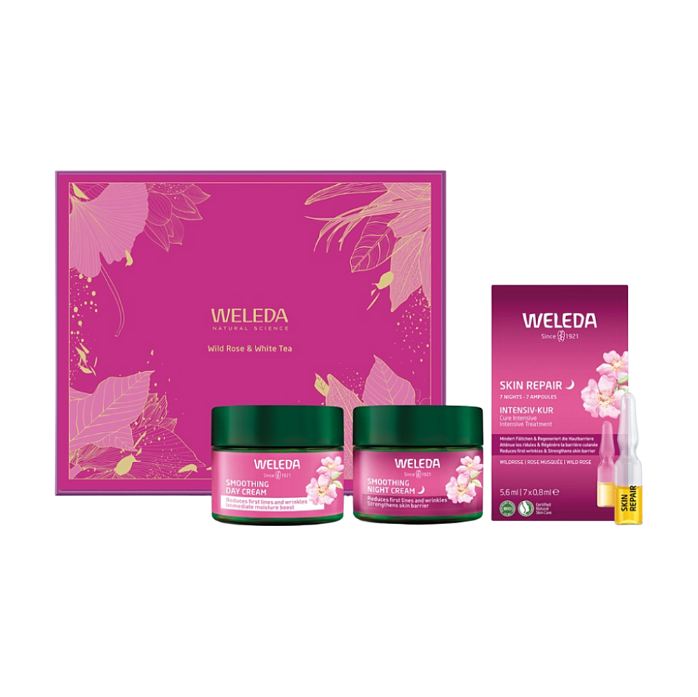 WELEDA darčekové balenie Brightening Face Care Wild rose & White tea