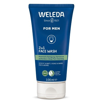 WELEDA For Men 2v1 Čistiaci gél na tvár a fúzy 100 ml (Prírodné čistenie pleti) - Prírodné