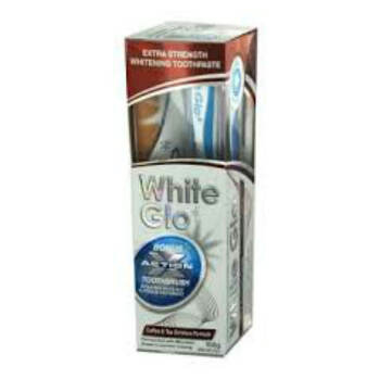 WHITE GLO Coffee and Tea Drinkers bieliaca zubná pasta 150g + kefka na zuby a medzizubné kefky