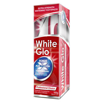 WHITE GLO Profesionálna bieliaca zubná pasta + zubná kefka a medzizubné kefky