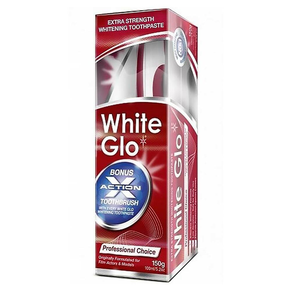 E-shop WHITE GLO Profesionálna bieliaca zubná pasta 150 g plus kefka na zuby a medzizubné kefky