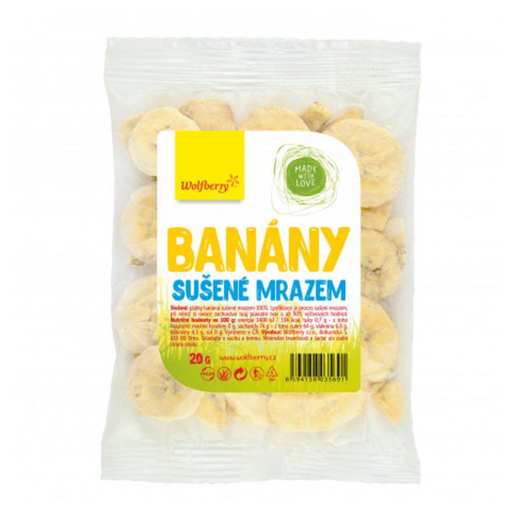 Wolfberry Banány mrazom sušené mrazom sušené ovocie 20 g