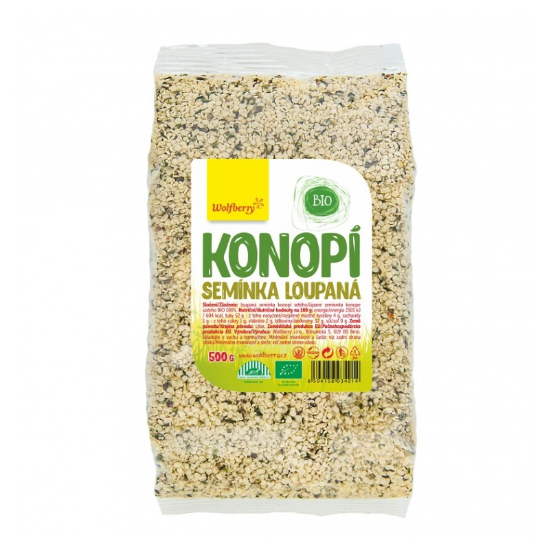 Wolfberry Konopné semienko lúpané BIO semienka v BIO kvalite 500 g
