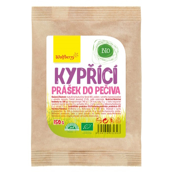 WOLFBERRY Kypriaci prášok do pečiva BIO 150 g (Bezlepkové prísady na varenie a pečenie) - Jednodruhové, BIO, Hrubá