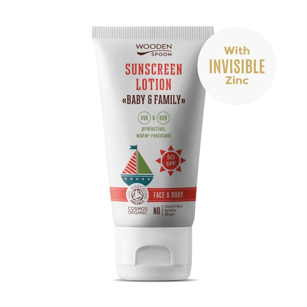WoodenSpoon Opaľovacie telové mlieko v tube Baby & Family SPF 50 150ml