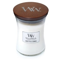 WOODWICK Vonná sviečka váza stredná White Tea & Jasmine 275 g