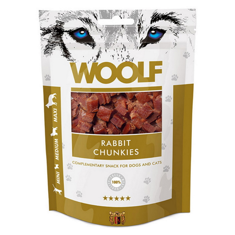 E-shop WOOLF Rabbit chunkies pochúťka pre psy a mačky 100 g