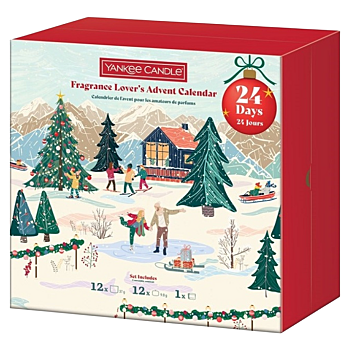 YANKEE CANDLE Adventný kalendár votív a čajových sviečok 24ks+svietnik (Čajové sviečky) - Aromatické
