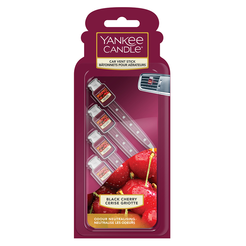 YANKEE CANDLE Black Cherry Luxusná visačka do auta 4 kusy