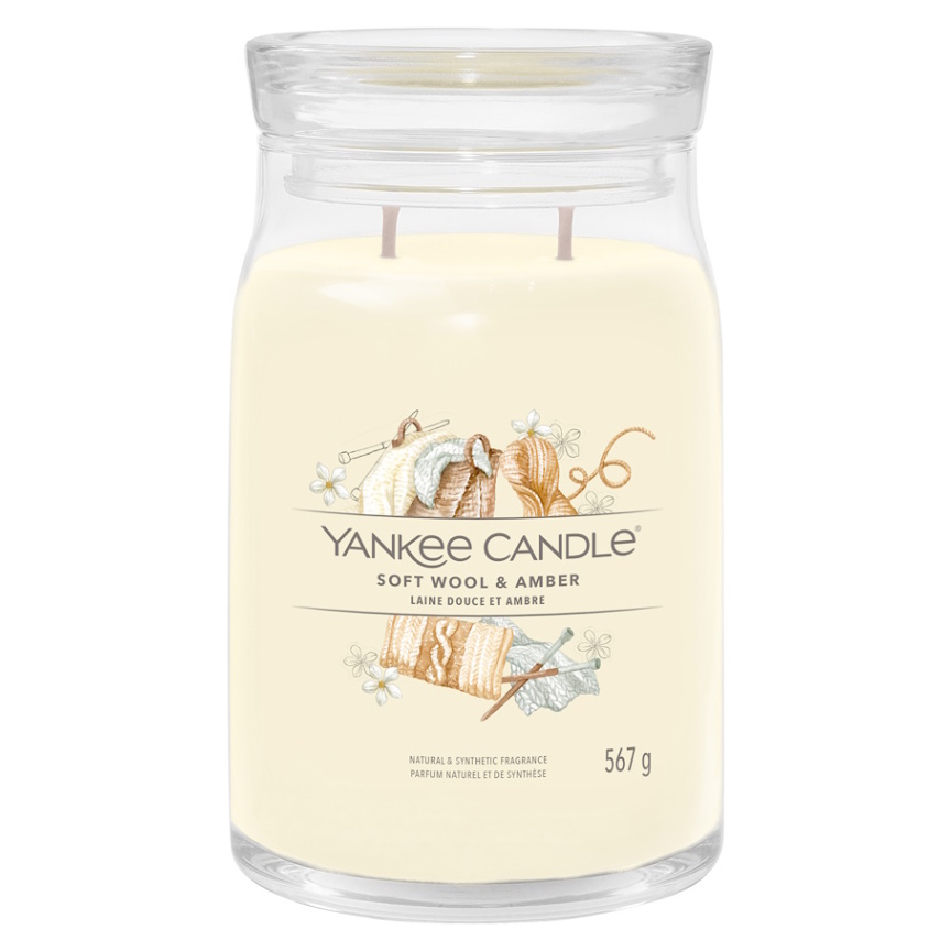 YANKEE CANDLE Signature sklo veľké 2 knôty Soft Wool & Amber 368 g