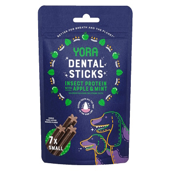 YORA dentálne tyčinky z hmyzu jablko a mäta pre psov S 56 g (Dentálne maškrty pre psov) - Proteinové