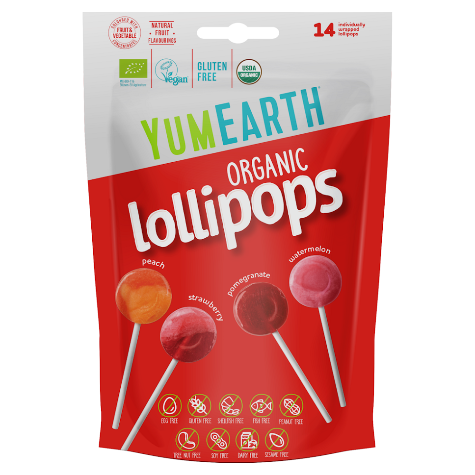E-shop YUMEARTH Ovocné lízanky melón, jahoda, broskyňa a granátové jablko BIO 14 kusov