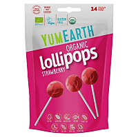 YUMEARTH Ovocné lízanky s príchuťou jahody BIO 14 kusov