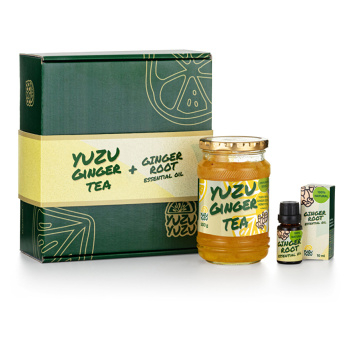 YUZU Zdravý Yuzu Ginger Tea 500 g + YUZU 100% Ginger root essential oil 10 ml, expirácie