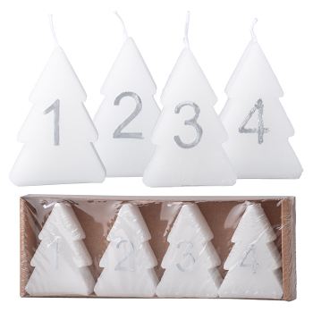 Z-TRADE Sviečka Adventný stromček s číslami biela 4 kusy ()