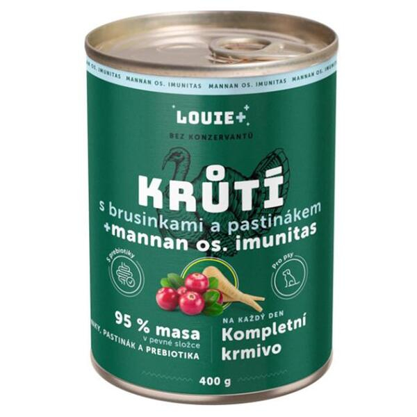 LOUIE Morčacie s brusnicami a prebiotikami konzerva pre psov 400 g