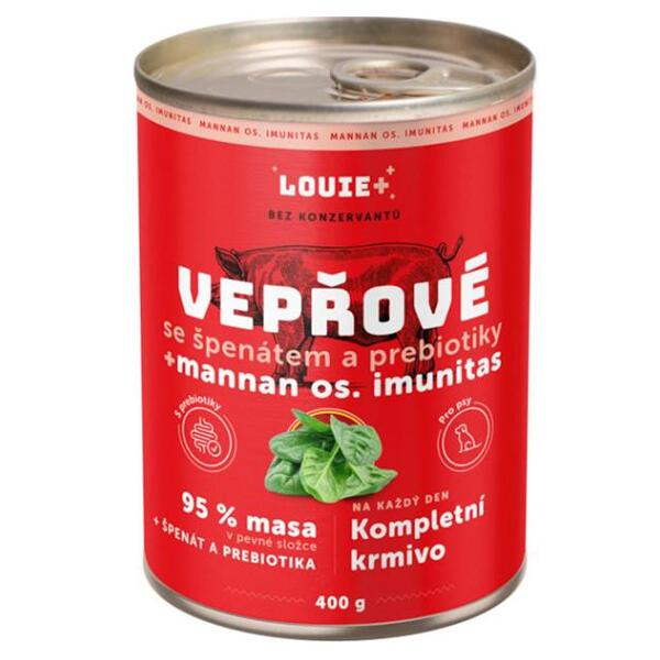E-shop LOUIE Bravčové so špenátom a prebiotikami konzerva pre psov 400 g